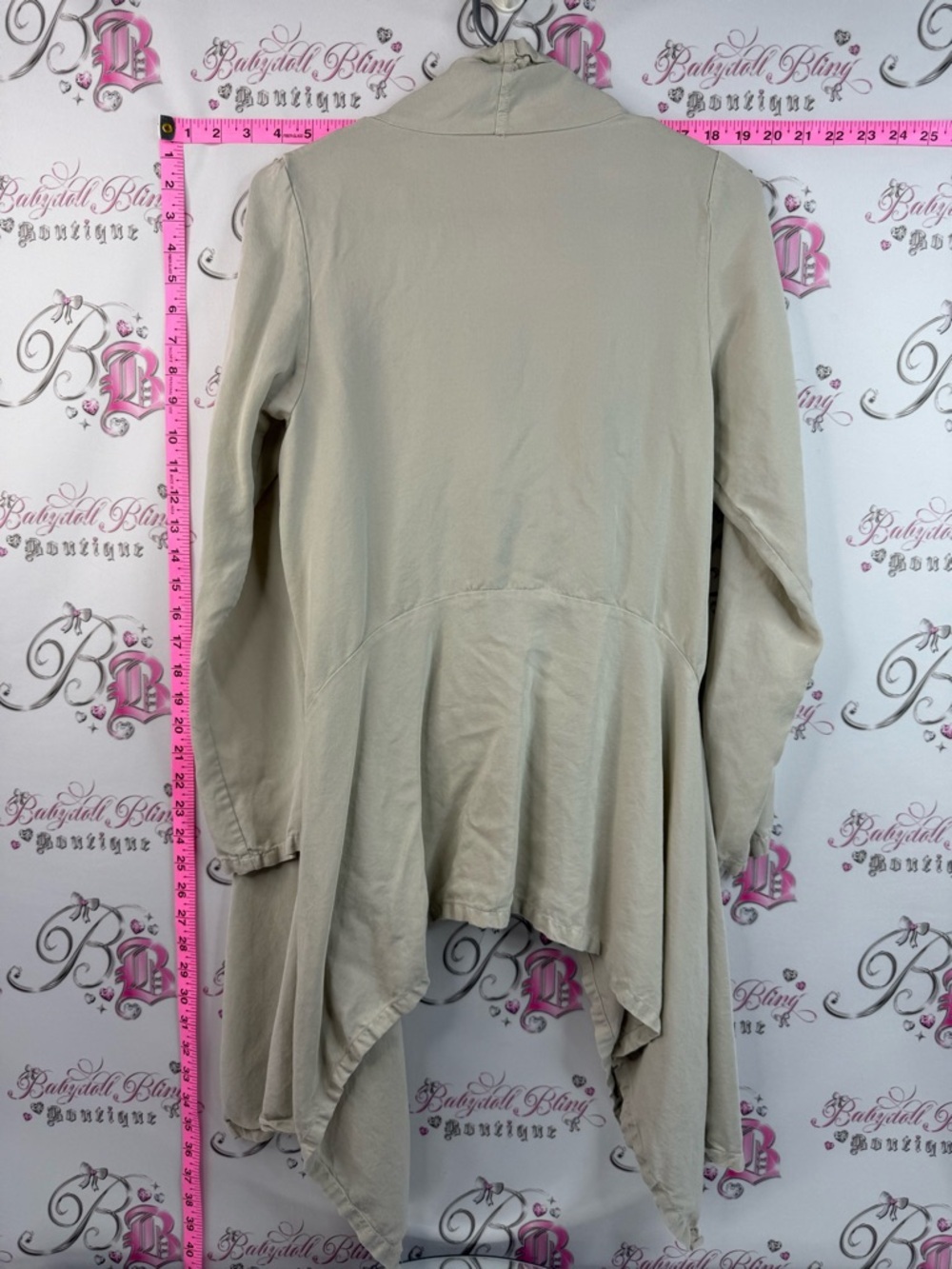 bryn Walker long sleeve cardigan Cream Ruffled Open-Front Draped Cardigan - Picture 2 of 15